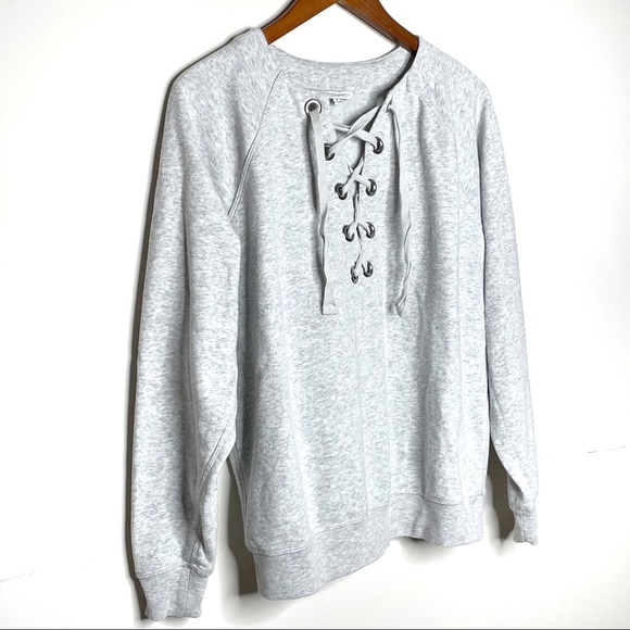 Rebecca Minkoff Grey Lace Up Sweatshirt - Picture 7 of 9